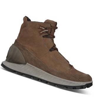 Men's Ecco Exostrike Mid Outdoor Boots Coffee / Brown | SG 441FDN